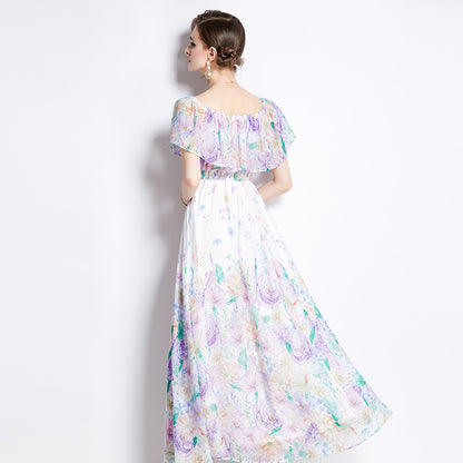 Women's Fairy Style Off-Shoulder Floral Dress - ChoreGirl