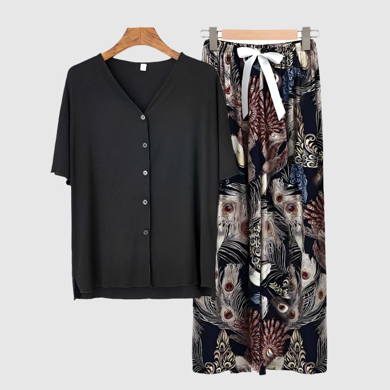 Women's Modal Thin Cotton Silk Pajamas, Loungewear Set - ChoreGirl