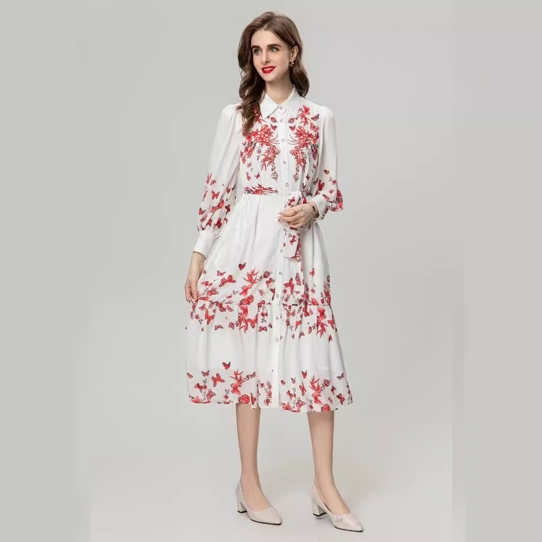 Women's Elegant Long Sleeve Shirt Dress - ChoreGirl