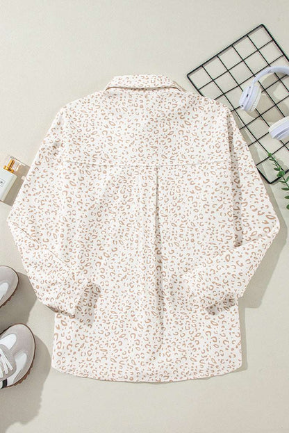 Women's Casual Corduroy Leopard Print Coat