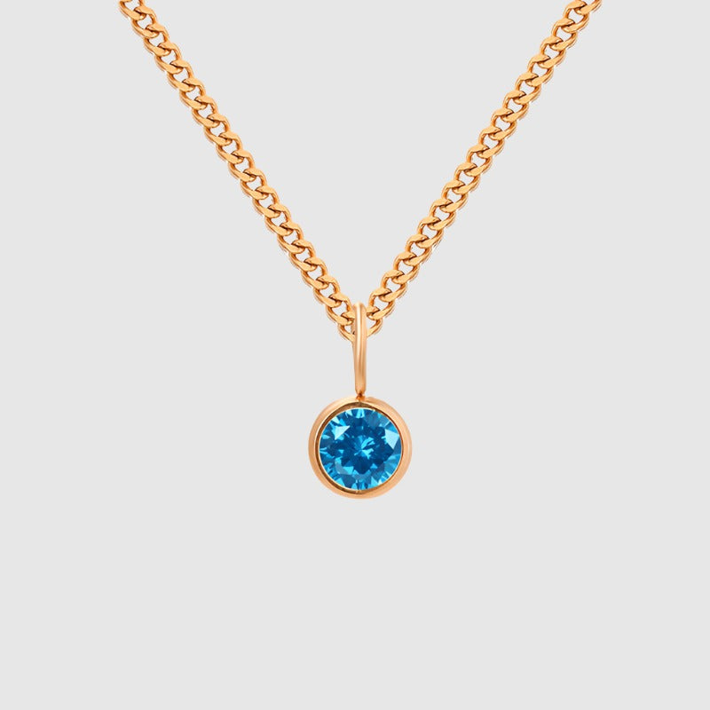 Unisex Stainless Steel Necklace With Diamond Birthstone Pendant - ChoreGirl