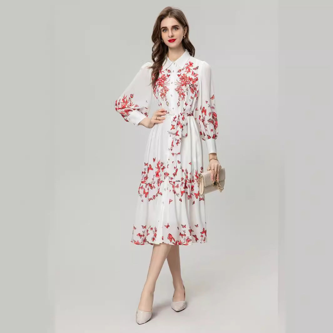 Women's Elegant Long Sleeve Shirt Dress - ChoreGirl