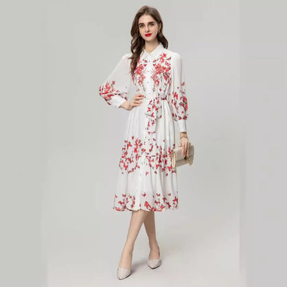 Women's Elegant Long Sleeve Shirt Dress - ChoreGirl