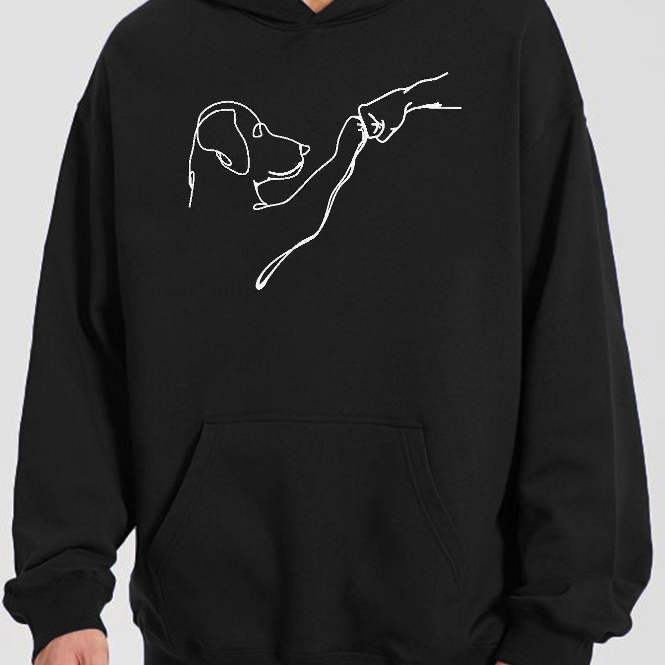 Unisex Casual Dog And Man Printed Hoodie - ChoreGirl