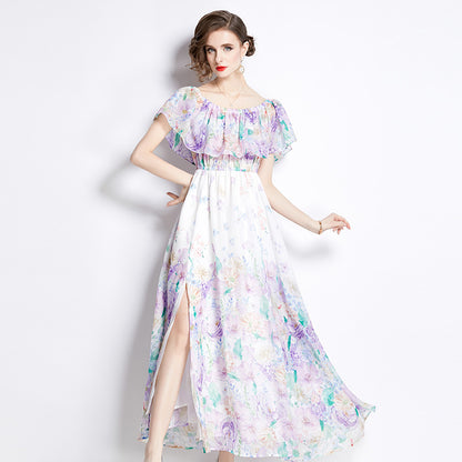 Women's Fairy Style Off-Shoulder Floral Dress - ChoreGirl