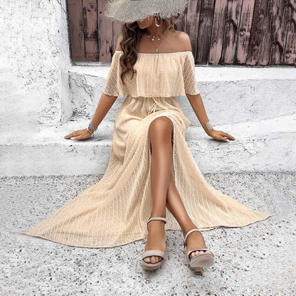 Women's Elegant Off-shoulder Maxi Dress - ChoreGirl