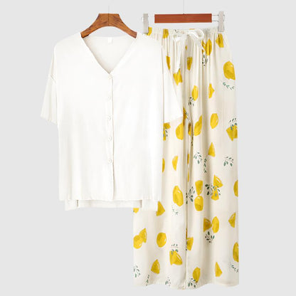 Women's Modal Thin Cotton Silk Pajamas, Loungewear Set - ChoreGirl