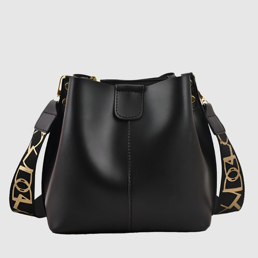 Women's French Minority Design Simple Wide Shoulder Strap Bucket Bag - ChoreGirl