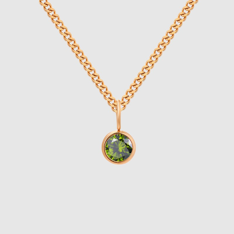Unisex Stainless Steel Necklace With Diamond Birthstone Pendant - ChoreGirl