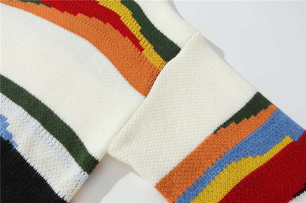 Men's Contrast Color Striped Knitted Jumper - ChoreGirl
