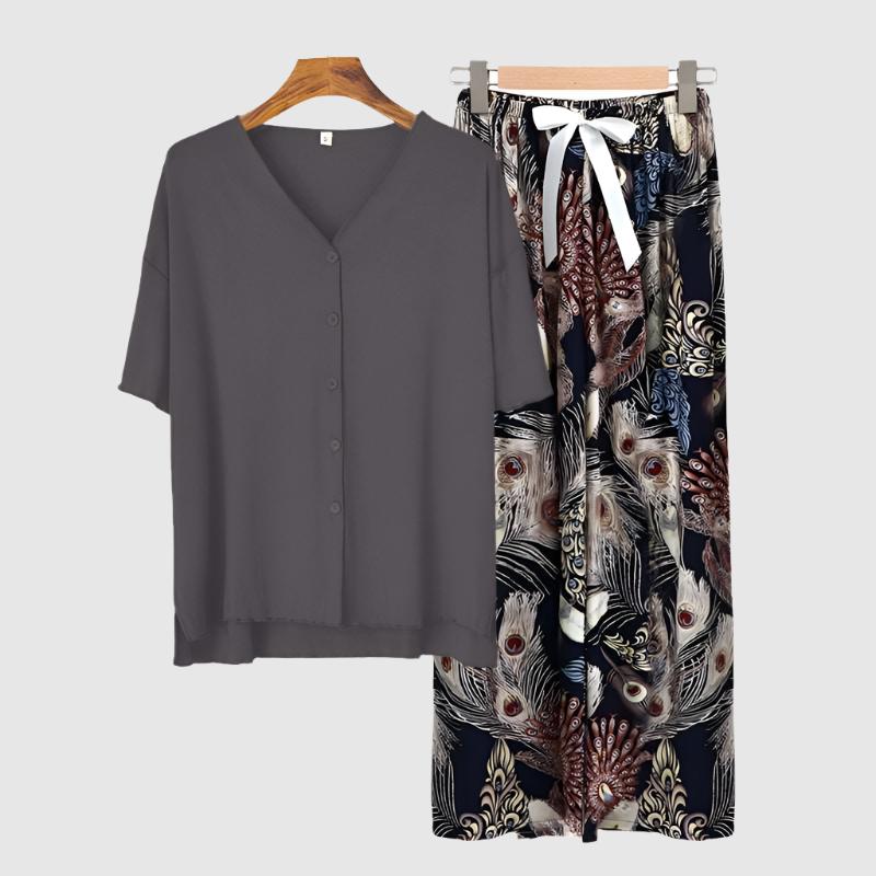 Women's Modal Thin Cotton Silk Pajamas, Loungewear Set - ChoreGirl