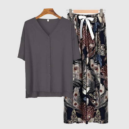 Women's Modal Thin Cotton Silk Pajamas, Loungewear Set - ChoreGirl