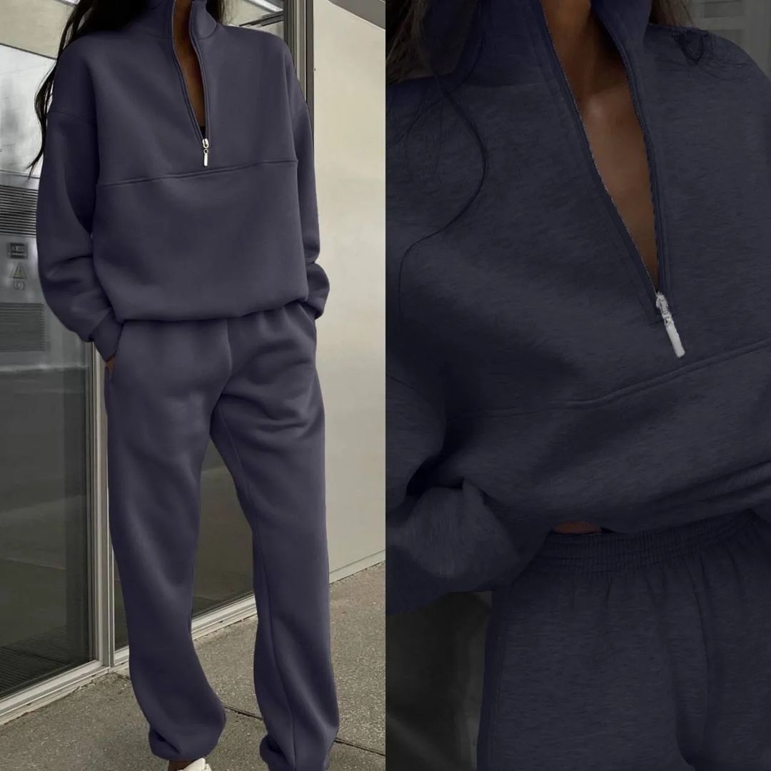 Women's All-matching Thick Long-sleeved Sweatshirt and Pants Two-piece Outfit Set - ChoreGirl