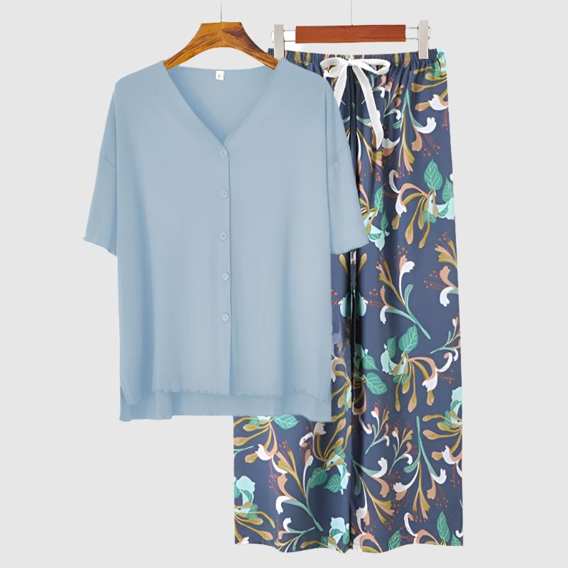 Women's Modal Thin Cotton Silk Pajamas, Loungewear Set - ChoreGirl