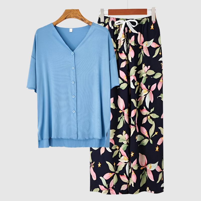 Women's Modal Thin Cotton Silk Pajamas, Loungewear Set - ChoreGirl
