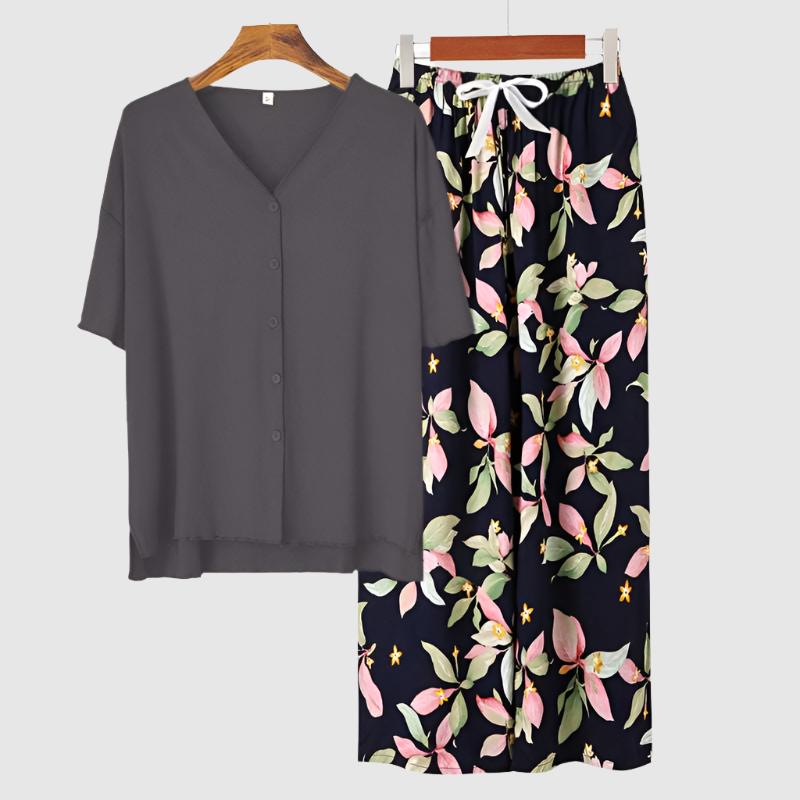 Women's Modal Thin Cotton Silk Pajamas, Loungewear Set - ChoreGirl