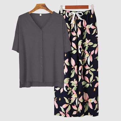 Women's Modal Thin Cotton Silk Pajamas, Loungewear Set - ChoreGirl
