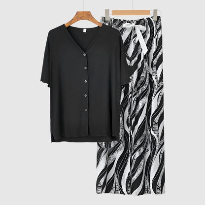Women's Modal Thin Cotton Silk Pajamas, Loungewear Set - ChoreGirl