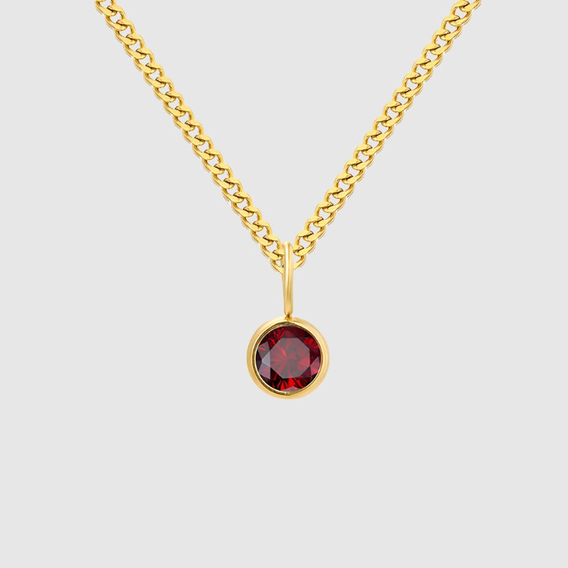 Unisex Stainless Steel Necklace With Diamond Birthstone Pendant - ChoreGirl
