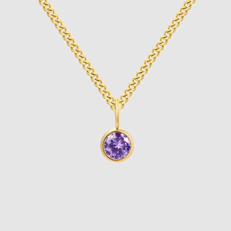 Unisex Stainless Steel Necklace With Diamond Birthstone Pendant - ChoreGirl
