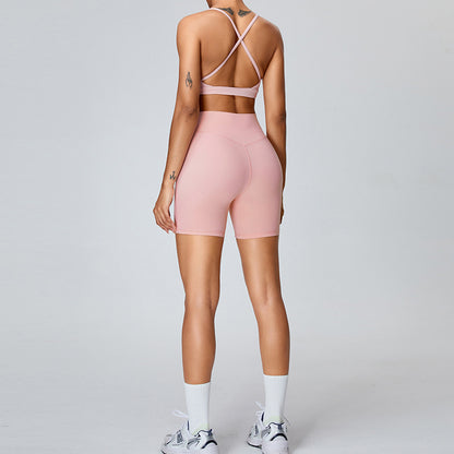 Women's Belly Contracting and Hip Lifting Yoga Shorts and Top Activewear Set - ChoreGirl
