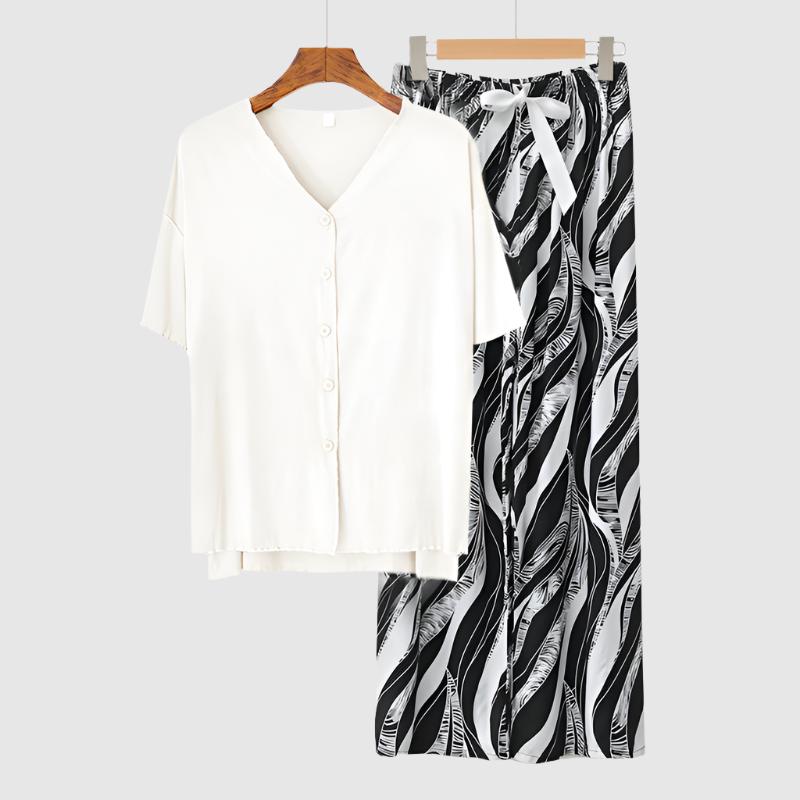 Women's Modal Thin Cotton Silk Pajamas, Loungewear Set - ChoreGirl