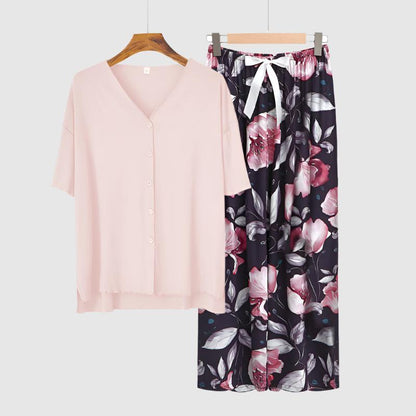 Women's Modal Thin Cotton Silk Pajamas, Loungewear Set - ChoreGirl