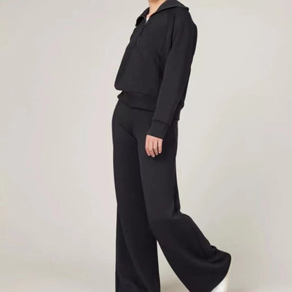 Women's Loose-fit Long Sleeved Sweater and Trousers Outfit Set - ChoreGirl