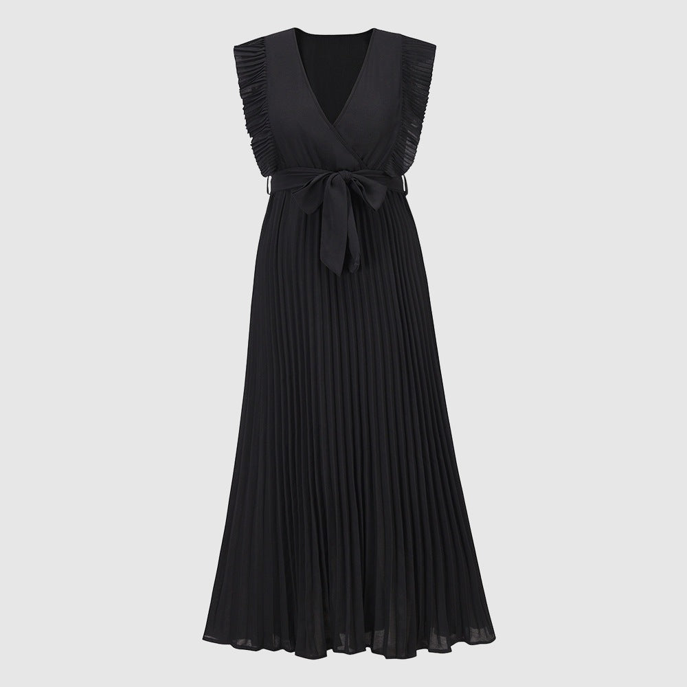 Women's Elegant Ruffle Sleeve Slim Fit Chiffon Dress - ChoreGirl
