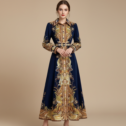 Damen-Hemdkleid mit hohem Bund und Rundhalsausschnitt – Elegante Silhouette