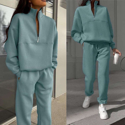 Women's All-matching Thick Long-sleeved Sweatshirt and Pants Two-piece Outfit Set - ChoreGirl