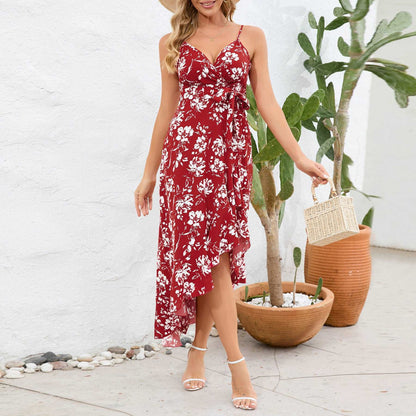 Women's Irregular Cut Floral Strap Dress - ChoreGirl