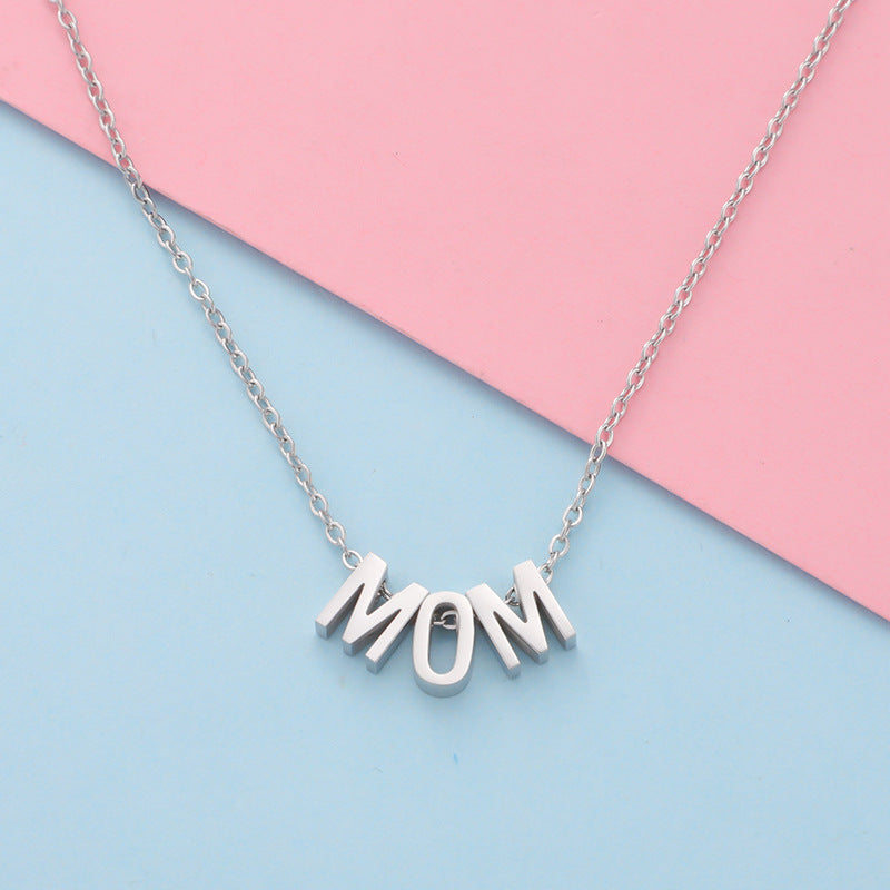 Women's Mirror Fine Throw MOM Letter Pendant Necklace - ChoreGirl