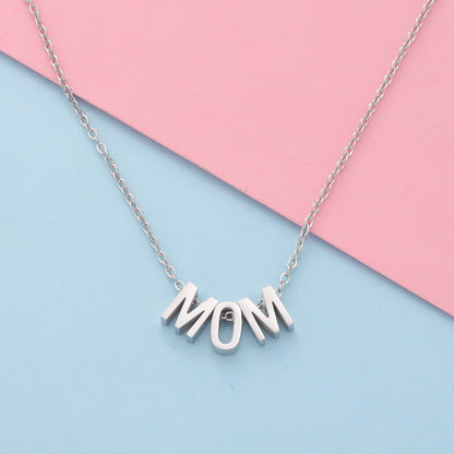 Women's Mirror Fine Throw MOM Letter Pendant Necklace - ChoreGirl