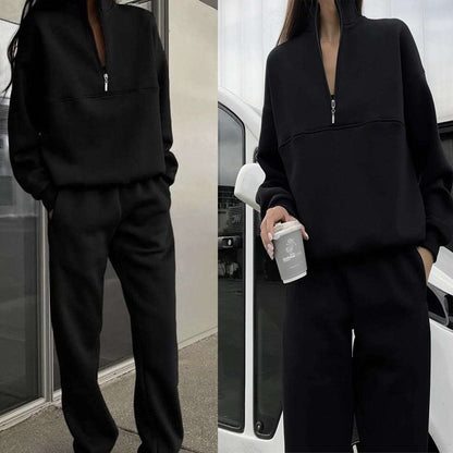 Women's All-matching Thick Long-sleeved Sweatshirt and Pants Two-piece Outfit Set - ChoreGirl