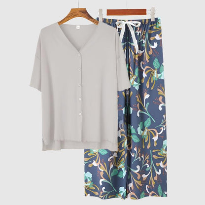 Women's Modal Thin Cotton Silk Pajamas, Loungewear Set - ChoreGirl