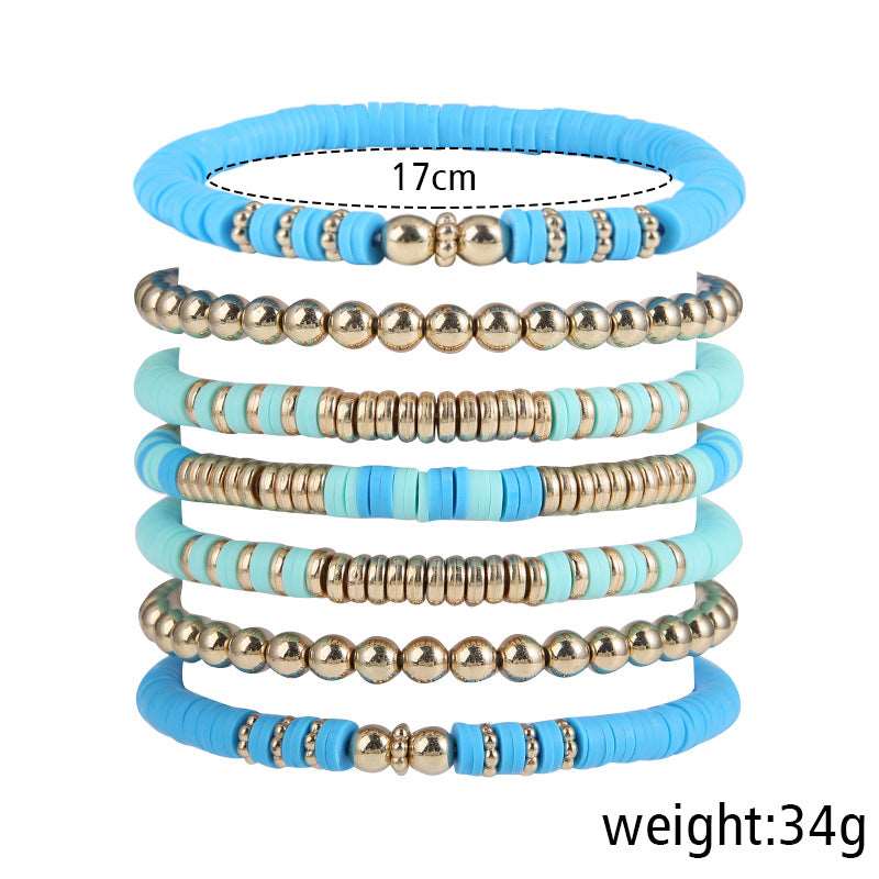 Retro Bohemian Polymer Clay Ball Bracelet Set - ChoreGirl