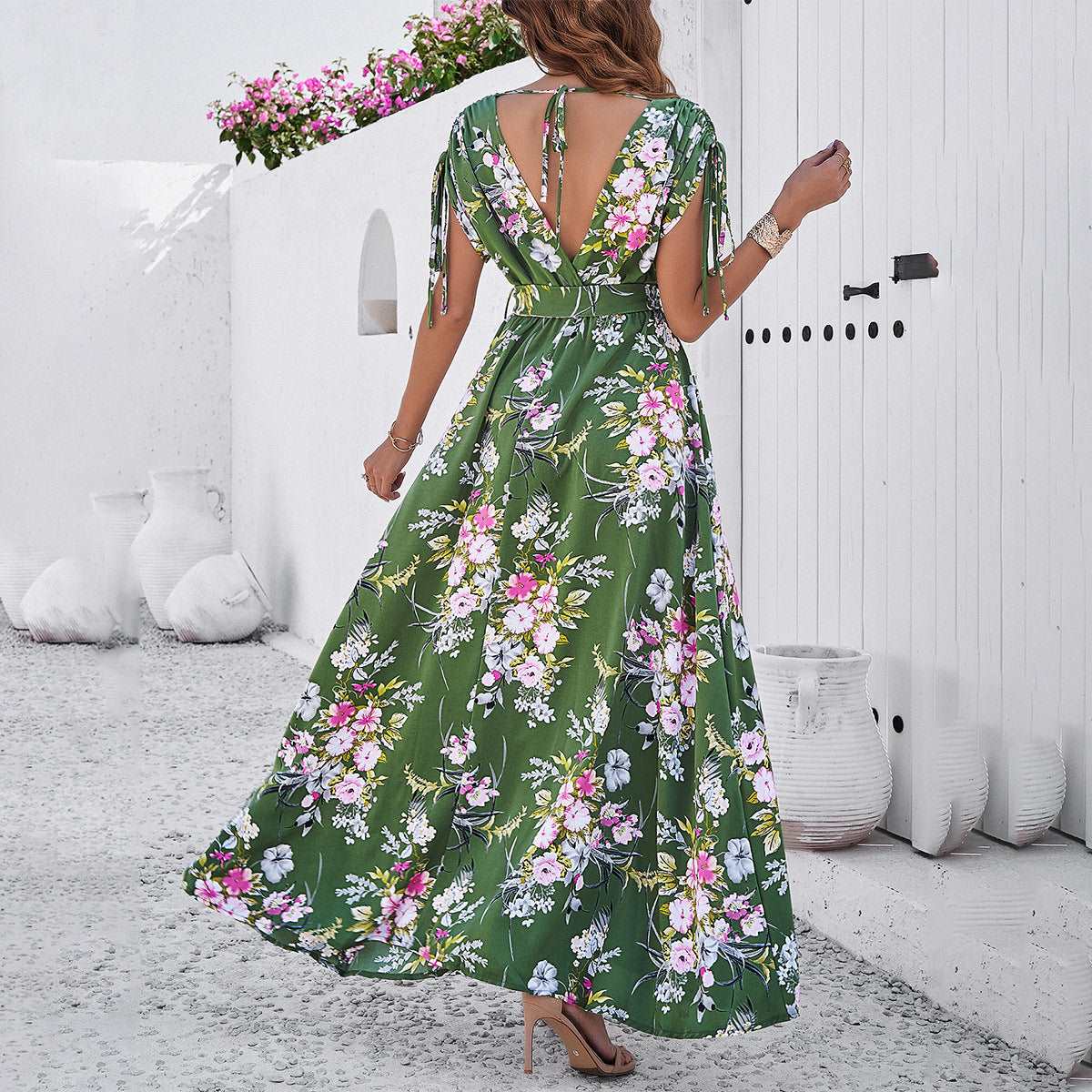Women's Leisure Lace-up Long Swing Dress - ChoreGirl