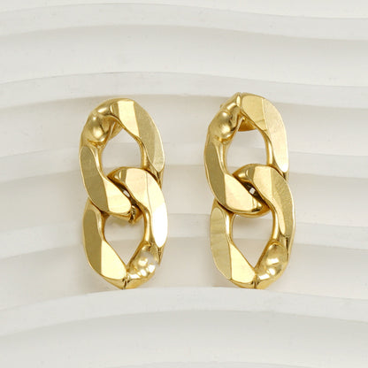 Women's Irregular 18K Gold Titanium Steel Chain Style Earrings - ChoreGirl