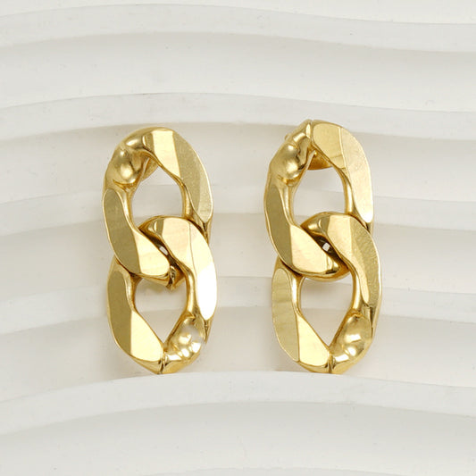 Women's Irregular 18K Gold Titanium Steel Chain Style Earrings - ChoreGirl