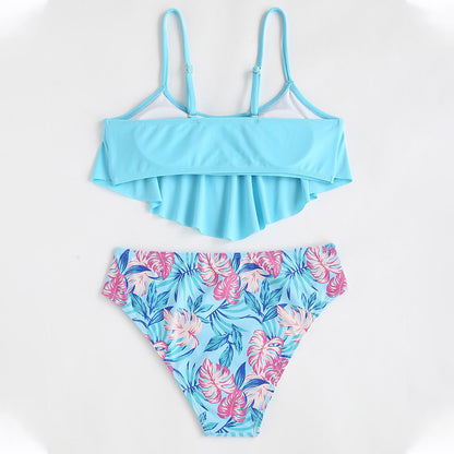 Girls Cute Light Blue Swimsuit - ChoreGirl