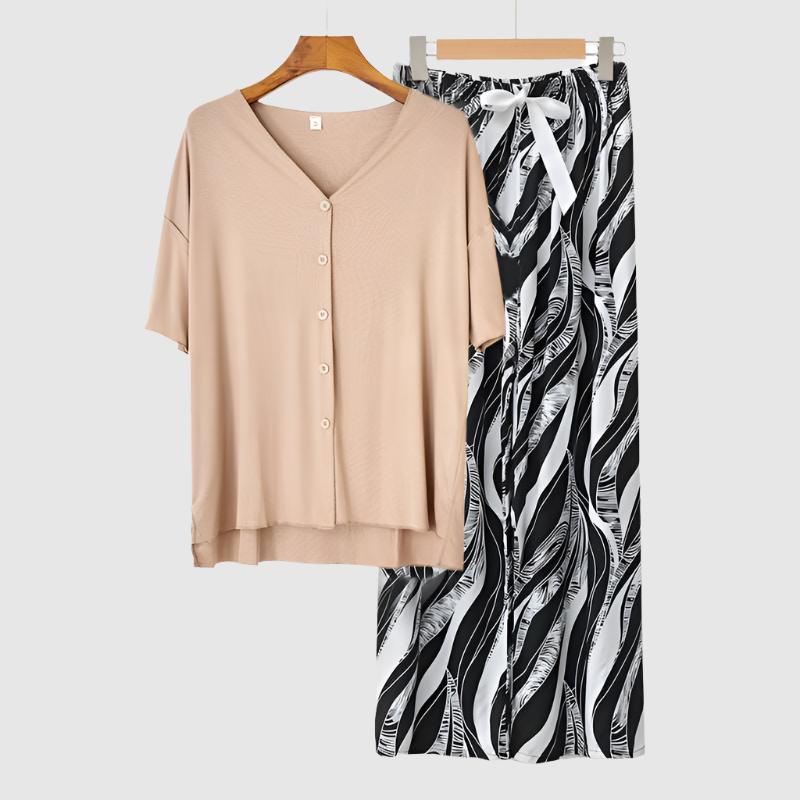 Women's Modal Thin Cotton Silk Pajamas, Loungewear Set - ChoreGirl