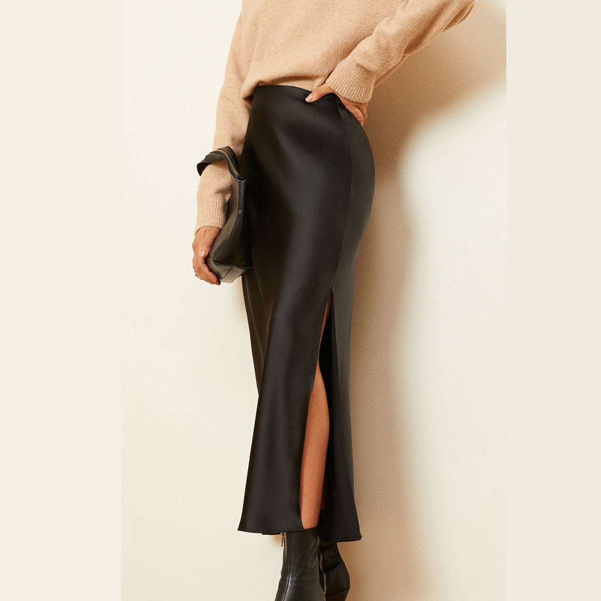 Women's Long High Waist Elastic Split Skirt - ChoreGirl