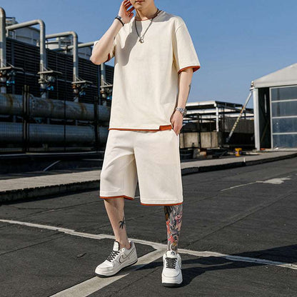 Men's Stylish Short Sleeved T-Shirt and Shorts Two-piece Outfit Set - ChoreGirl