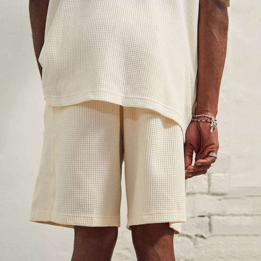 Men's Casual Solid Color Short Sleeved T-Shirt and Shorts Outfit Set - ChoreGirl