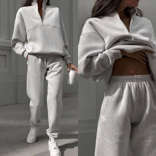 Women's All-matching Thick Long-sleeved Sweatshirt and Pants Two-piece Outfit Set - ChoreGirl
