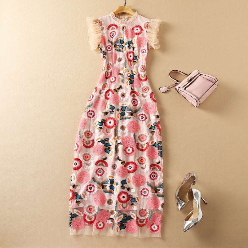 Women's Embroidered Mesh Fashion Dress - ChoreGirl