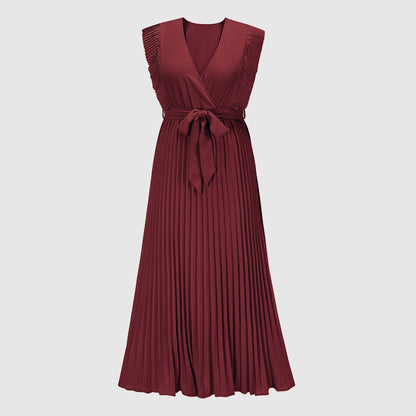 Women's Elegant Ruffle Sleeve Slim Fit Chiffon Dress - ChoreGirl