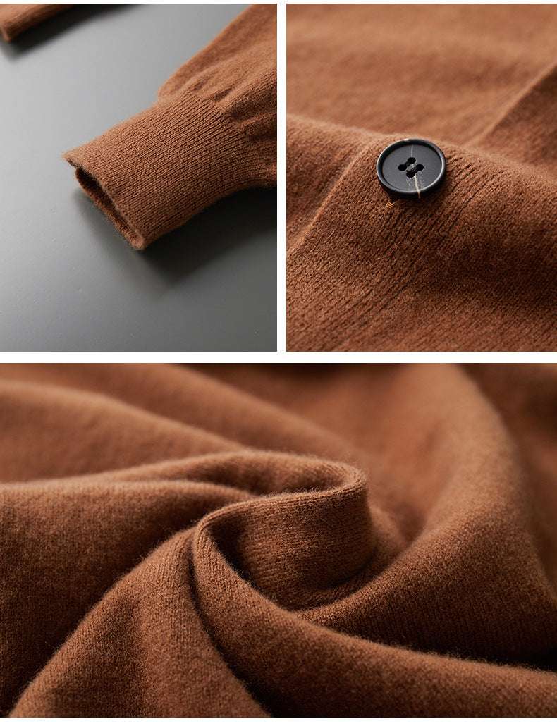 Men's Casual V-neck Wool Knit Cardigan - ChoreGirl