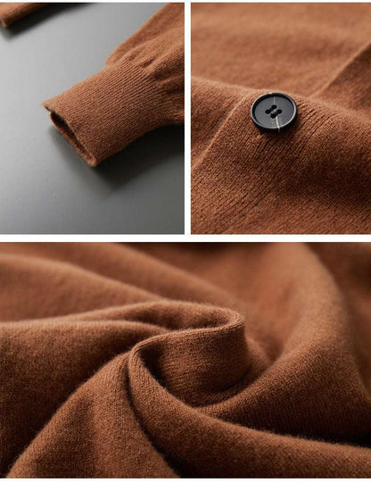 Men's Casual V-neck Wool Knit Cardigan - ChoreGirl